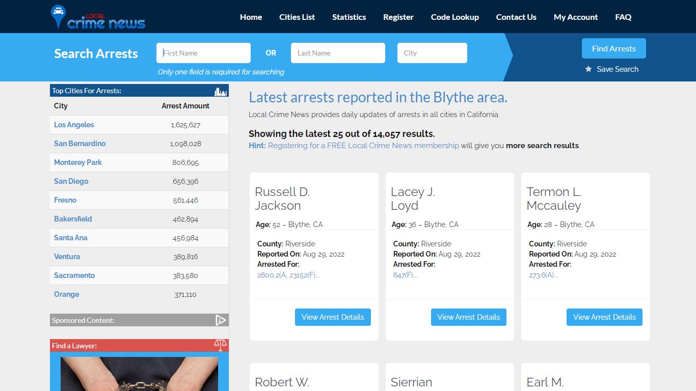 Blythe California Arrest Records | Local Crime News